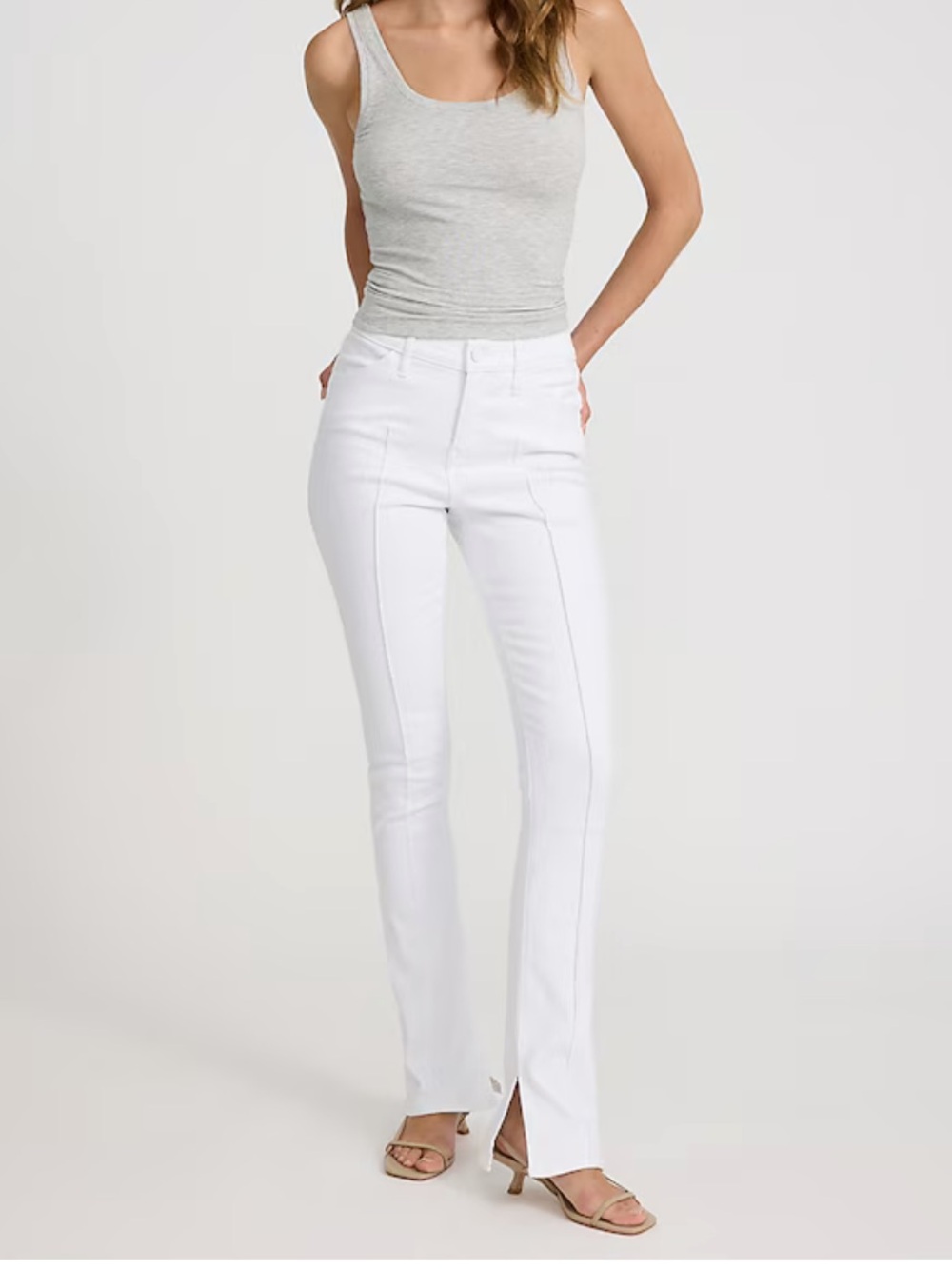 Express Women’s Premium Stretch Midrise Skyscraper White Pintuck Jeans ~6 SHORT